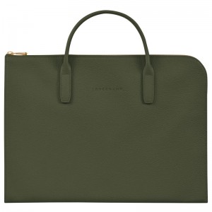 Khaki Longchamp Le Foulonné S Women's Briefcase | 5491-NUXAV