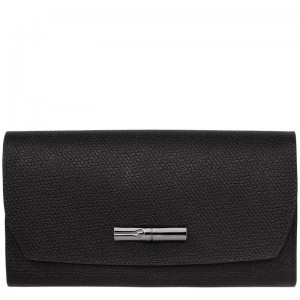 Black Longchamp Roseau Continental Women's Wallet | 5819-PHDGR