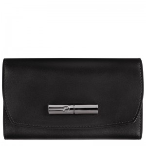 Black Longchamp Roseau Women's Wallet | 1493-GWDYP