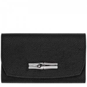 Black Longchamp Roseau Women's Wallet | 7082-XUGIK