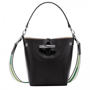 Black Longchamp Roseau XS Women's Bucket Bags | 3267-VFMDZ