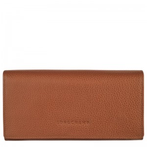 Brown Longchamp Le Foulonné Continental Women's Wallet | 9613-MNQDY