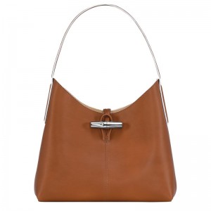 Brown Longchamp Roseau M Women's Hobo Bag | 6273-LHASW