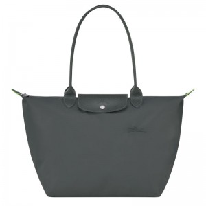 Deep Grey Longchamp Le Pliage Green L Women's Tote Bags | 0915-BJURW