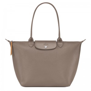 Grey Brown Longchamp Le Pliage City L Women's Tote Bags | 5269-XPVAD