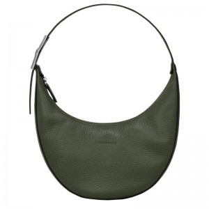 Khaki Longchamp Roseau Essential M Women's Hobo Bag | 1428-YOPTR