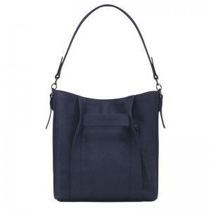 Navy Longchamp 3D M Women's Hobo Bag | 2416-BPZFV