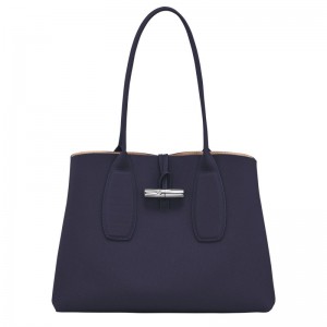 Navy Longchamp Roseau L Women's Tote Bags | 5134-STZRN