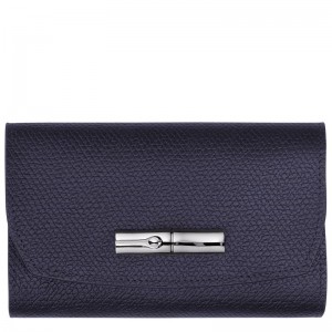 Navy Longchamp Roseau Women's Wallet | 5167-YTVLA