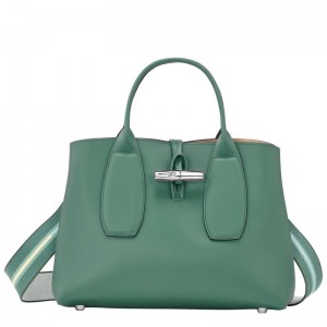 Olive Longchamp Roseau M Women's Handbag | 1043-AWQND