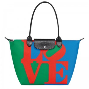 Red / Navy Longchamp x Robert Indiana M Women's Tote Bags | 2365-YPQRB