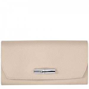 White Longchamp Roseau Continental Women's Wallet | 1928-BUEHI