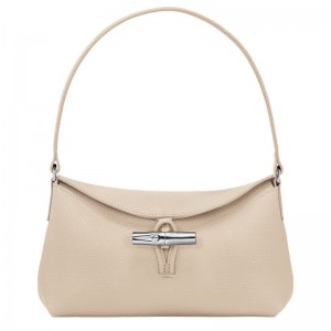 White Longchamp Roseau S Women's Hobo Bag | 6412-VTIQJ