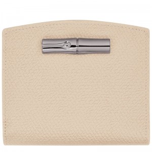 White Longchamp Roseau Women's Wallet | 0438-VLEIQ