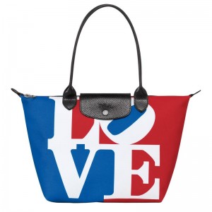 White Longchamp x Robert Indiana M Women's Tote Bags | 5273-ZJFXM