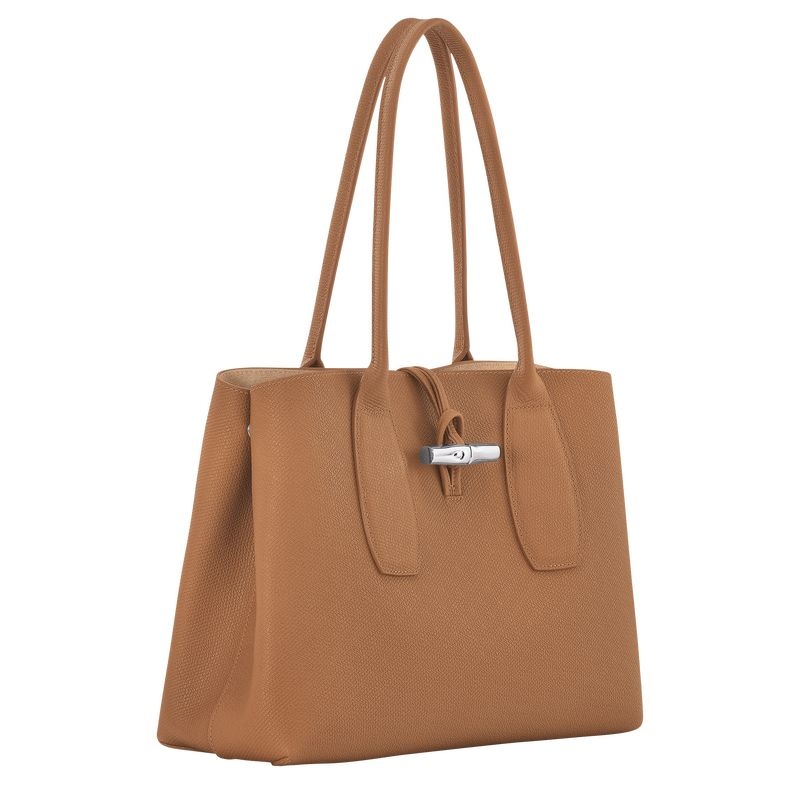 Beige Longchamp Roseau L Women's Tote Bags | 3158-JXFVL