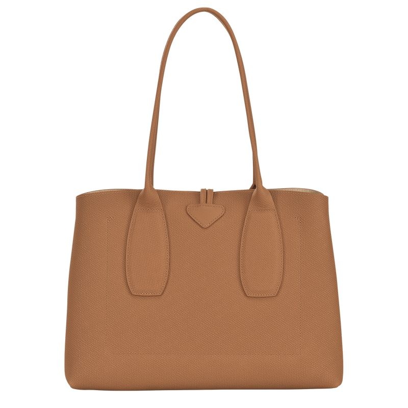 Beige Longchamp Roseau L Women's Tote Bags | 3158-JXFVL