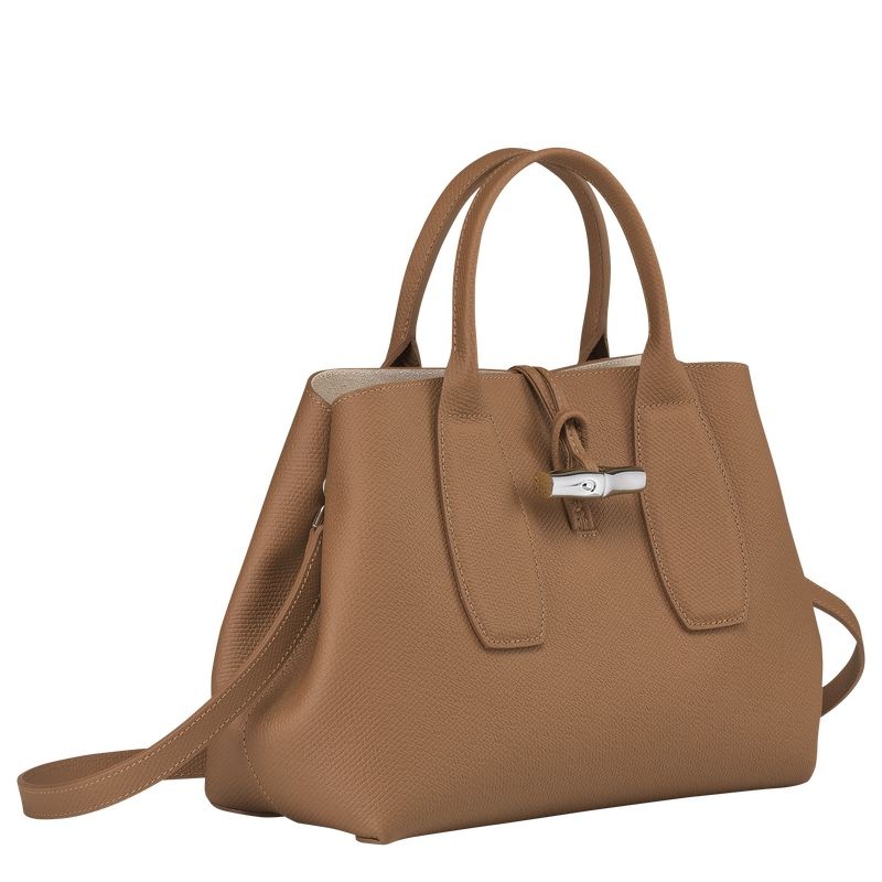 Beige Longchamp Roseau M Women's Handbag | 4327-SRUJD