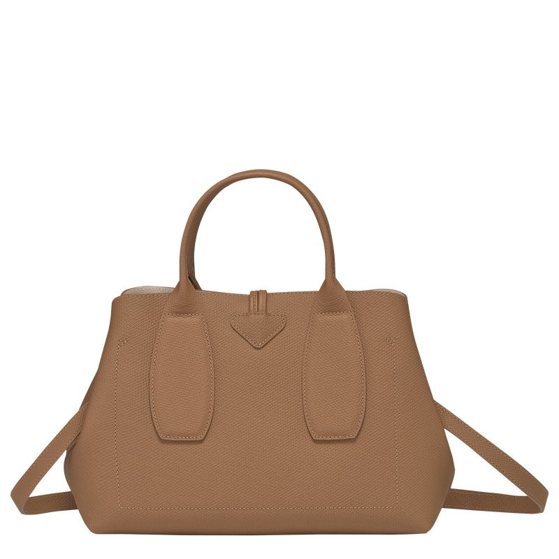 Beige Longchamp Roseau M Women's Handbag | 4327-SRUJD