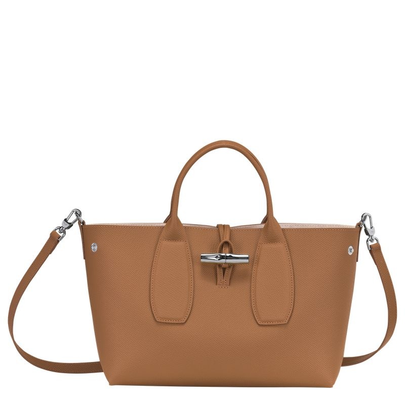 Beige Longchamp Roseau M Women's Handbag | 4327-SRUJD