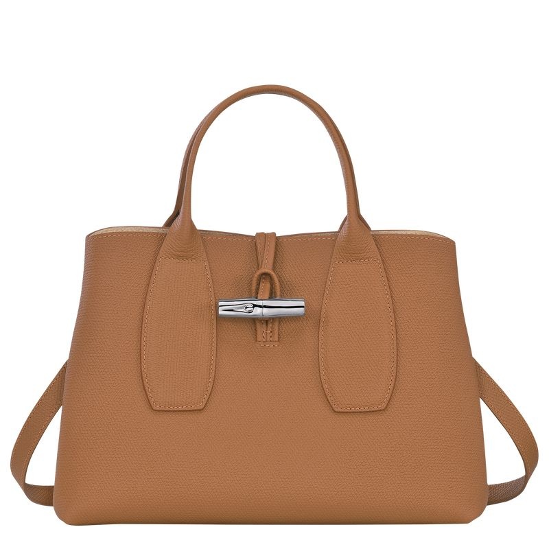 Beige Longchamp Roseau M Women\'s Handbag | 4327-SRUJD