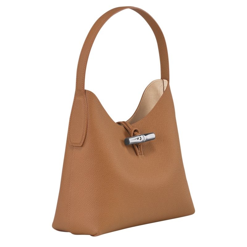 Beige Longchamp Roseau M Women's Hobo Bag | 5278-KROSH