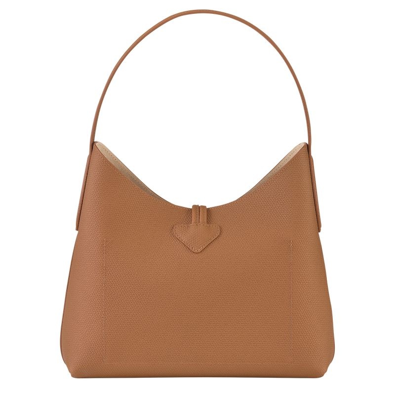 Beige Longchamp Roseau M Women's Hobo Bag | 5278-KROSH