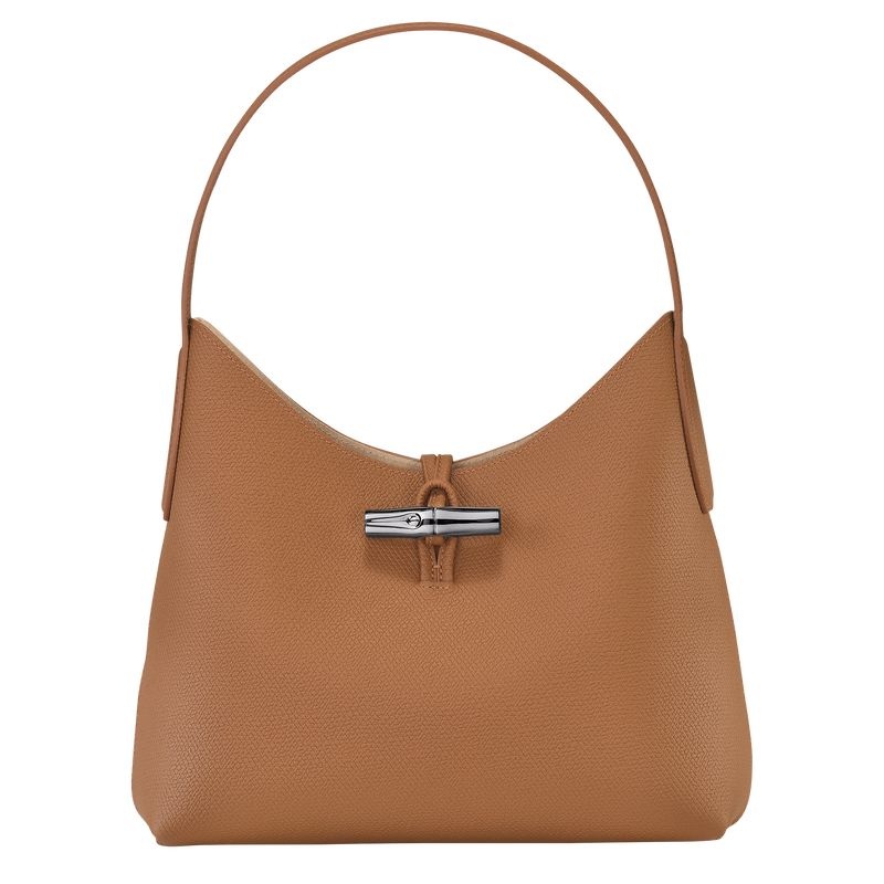 Beige Longchamp Roseau M Women\'s Hobo Bag | 5278-KROSH