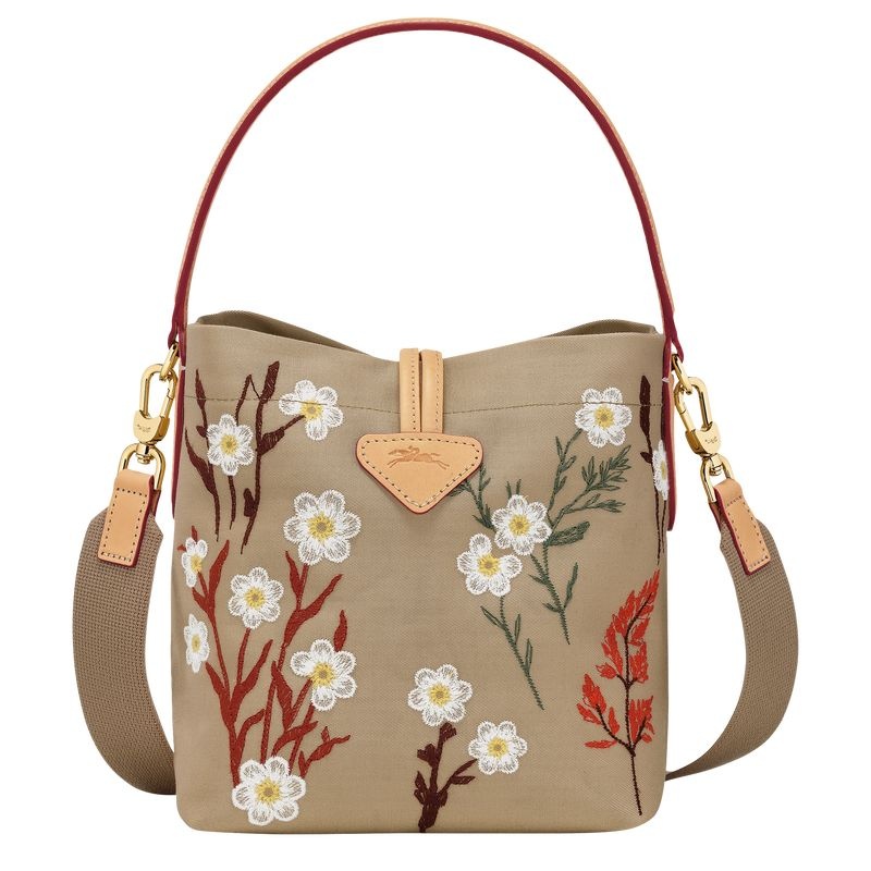 Beige Longchamp Roseau XS Women's Bucket Bags | 7946-LPUAH