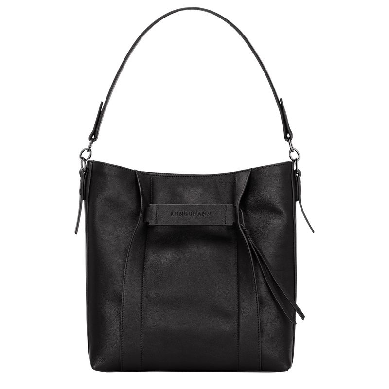 Black Longchamp 3D M Women\'s Hobo Bag | 3647-VPBXN