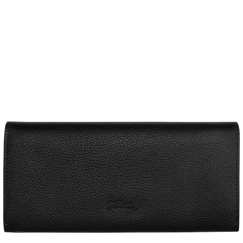 Black Longchamp Le Foulonné Continental Women's Wallet | 7804-MYNTX