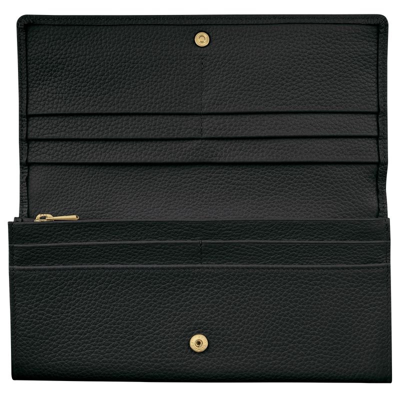 Black Longchamp Le Foulonné Continental Women's Wallet | 7804-MYNTX