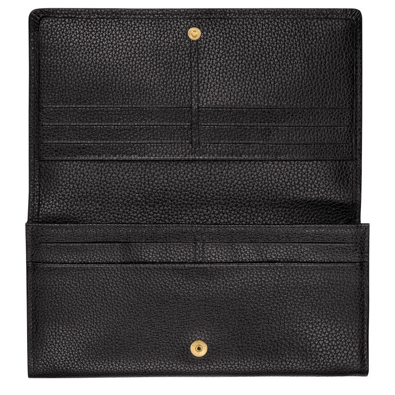 Black Longchamp Le Foulonné Continental Women's Wallet | 5816-QPGFC