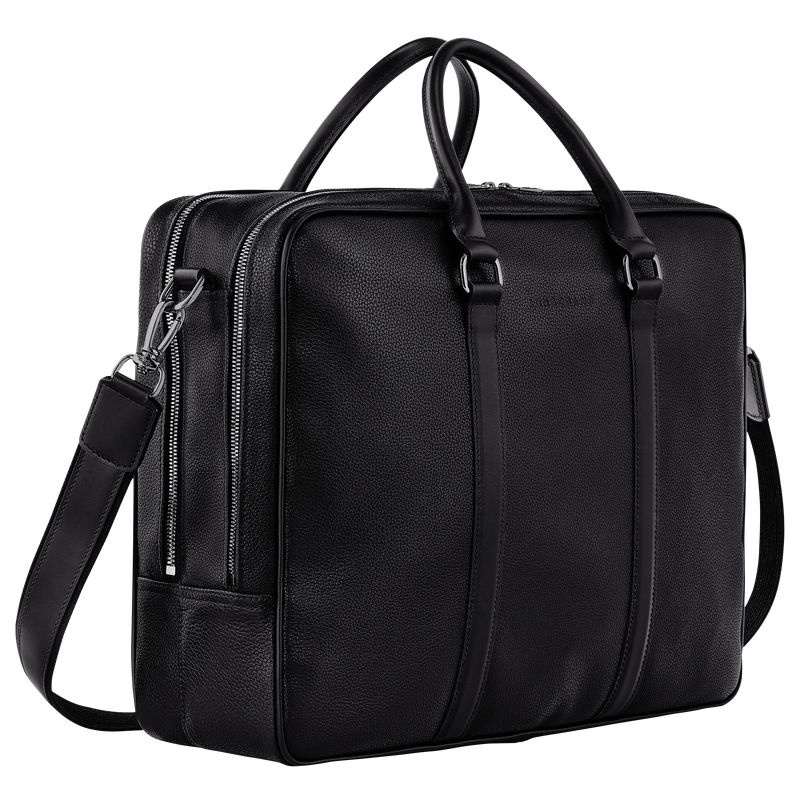 Black Longchamp Le Foulonné L Men's Briefcase | 0362-WVCOD