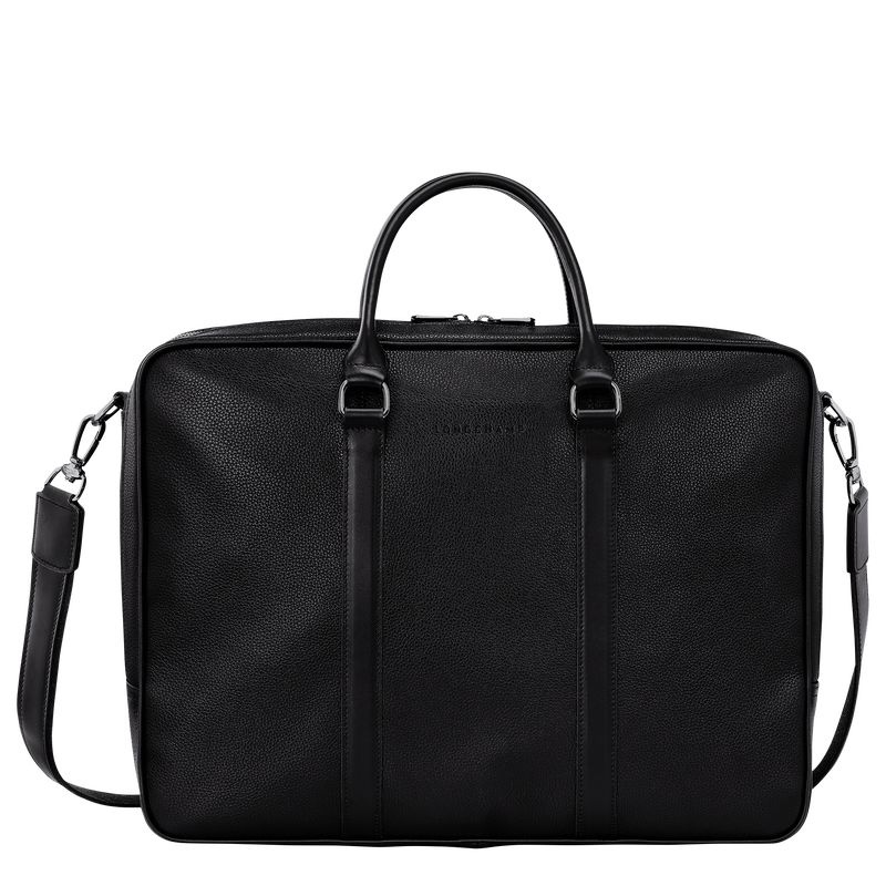 Black Longchamp Le Foulonné L Men\'s Briefcase | 0362-WVCOD