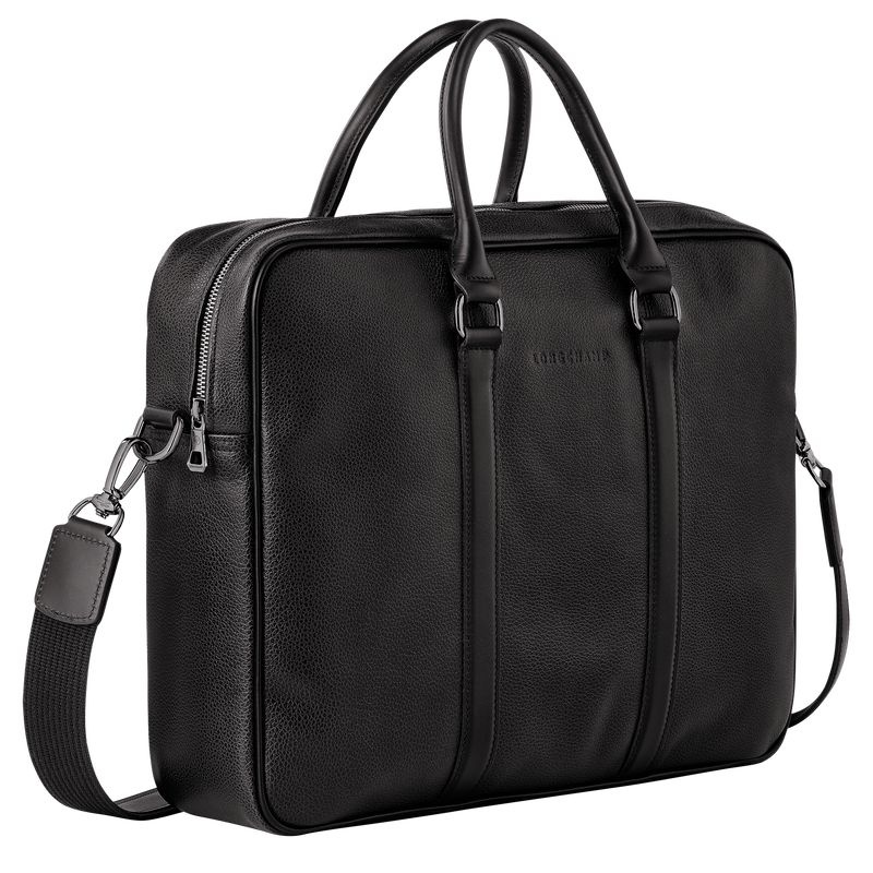 Black Longchamp Le Foulonné M Men's Briefcase | 3761-TVDNE