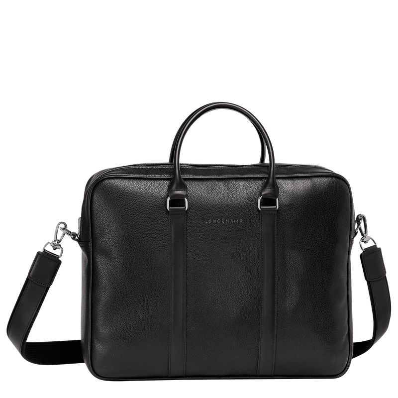 Black Longchamp Le Foulonné M Men\'s Briefcase | 3761-TVDNE