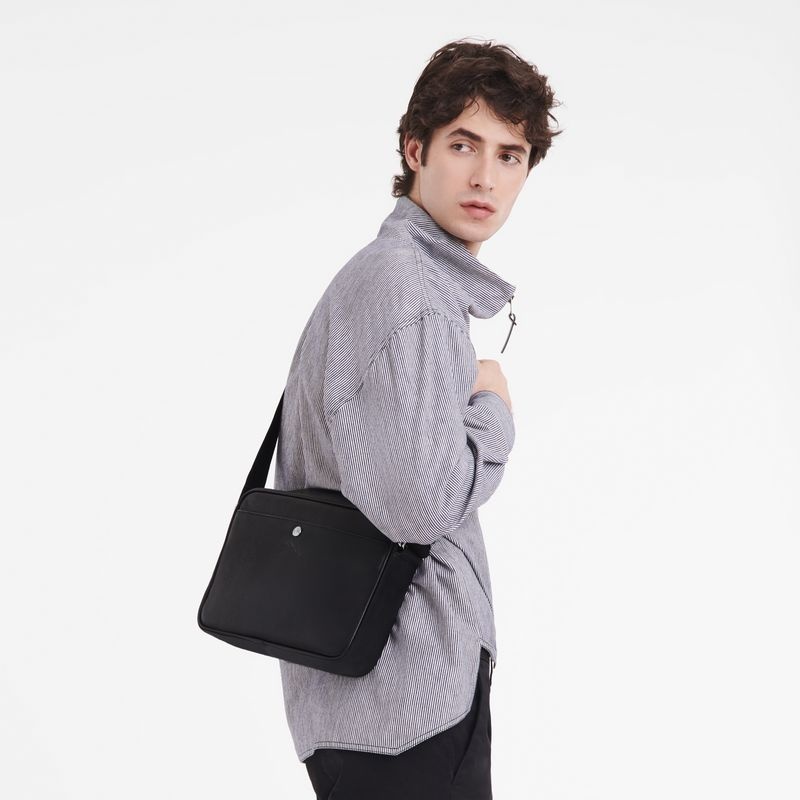 Black Longchamp Le Foulonné M Men's Crossbody Bags | 3809-IVHZX