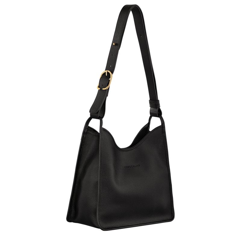 Black Longchamp Le Foulonné M Women's Hobo Bag | 8265-DPOZT