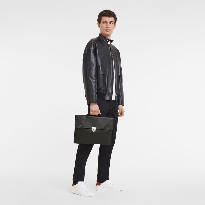 Black Longchamp Le Foulonné S Men's Briefcase | 0783-LWNFX