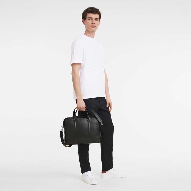 Black Longchamp Le Foulonné XS Men's Briefcase | 8140-SIDKJ