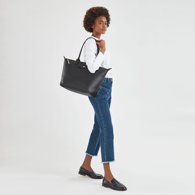 Black Longchamp Le Pliage City L Women's Tote Bags | 0957-CNEHZ