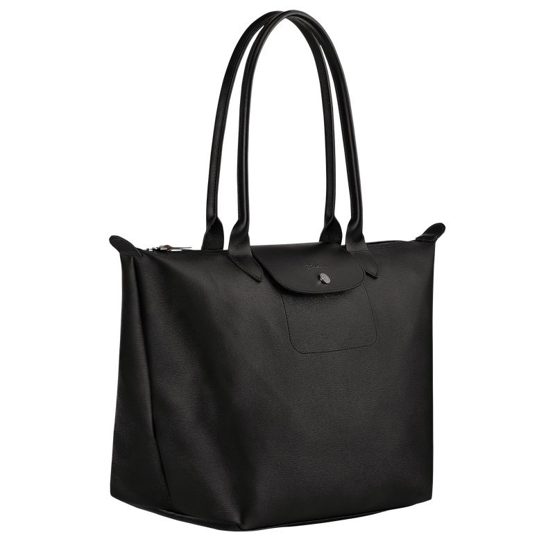 Black Longchamp Le Pliage City L Women's Tote Bags | 0957-CNEHZ