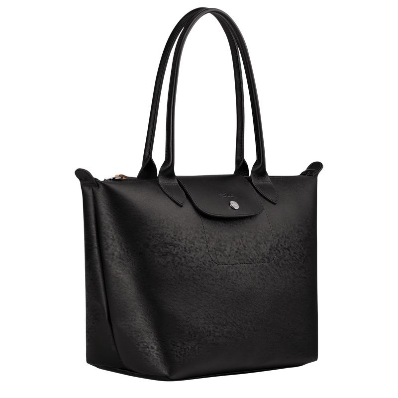 Black Longchamp Le Pliage City M Women's Tote Bags | 2510-HJNYK