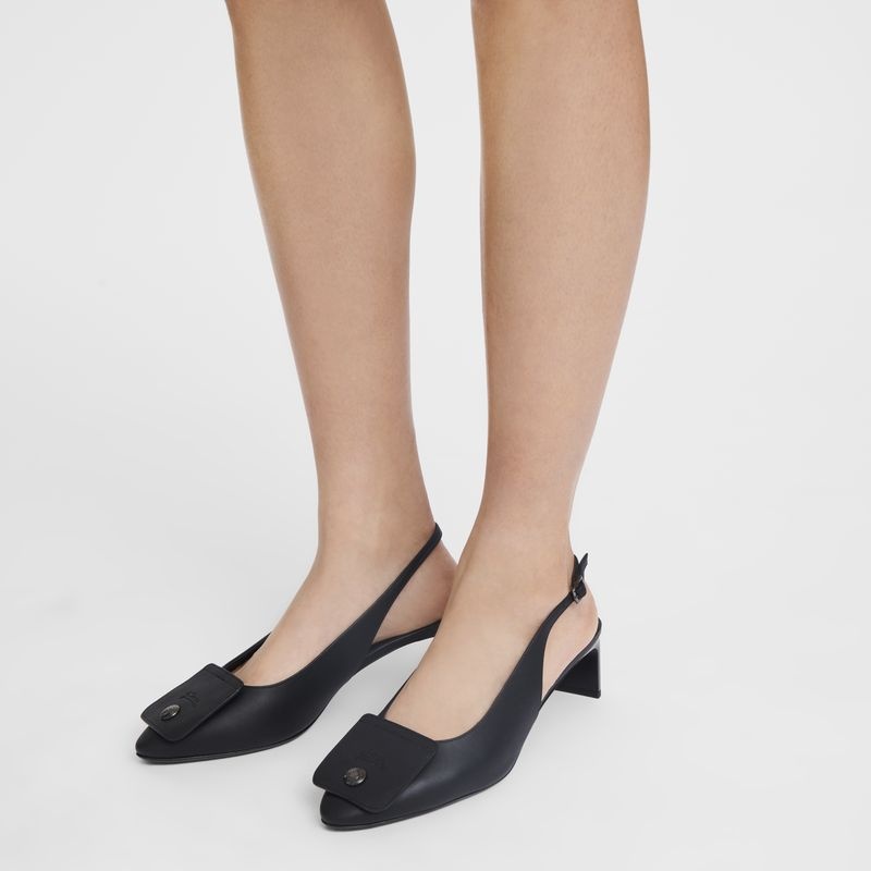 Black Longchamp Le Pliage Xtra Slingback Women's pumps | 6473-TZNLO