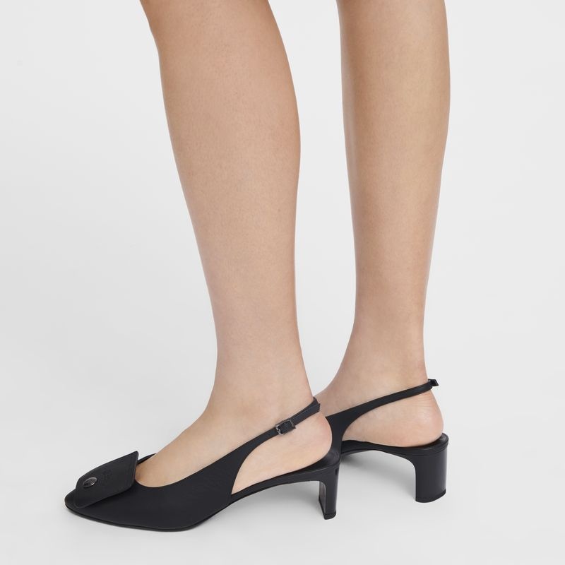 Black Longchamp Le Pliage Xtra Slingback Women's pumps | 6473-TZNLO