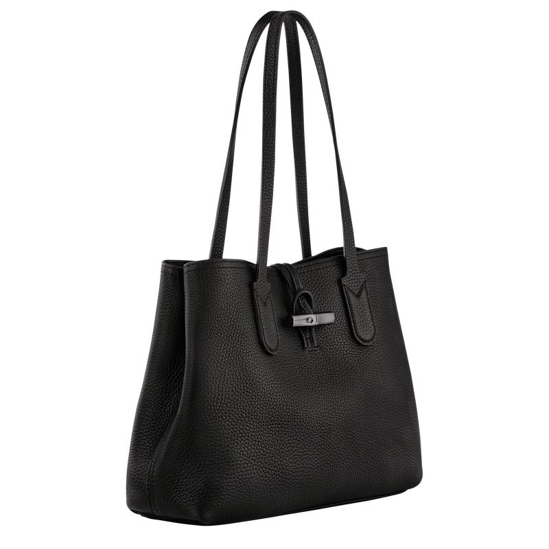 Black Longchamp Roseau Essential M Women's Tote Bags | 3816-APIQT