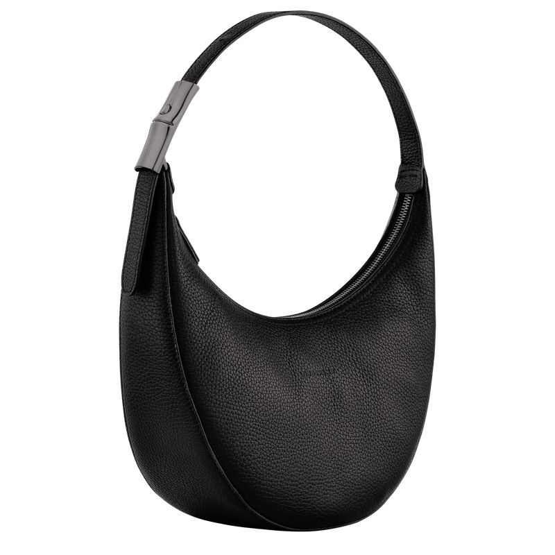 Black Longchamp Roseau Essential M Women's Hobo Bag | 1387-WCPLB