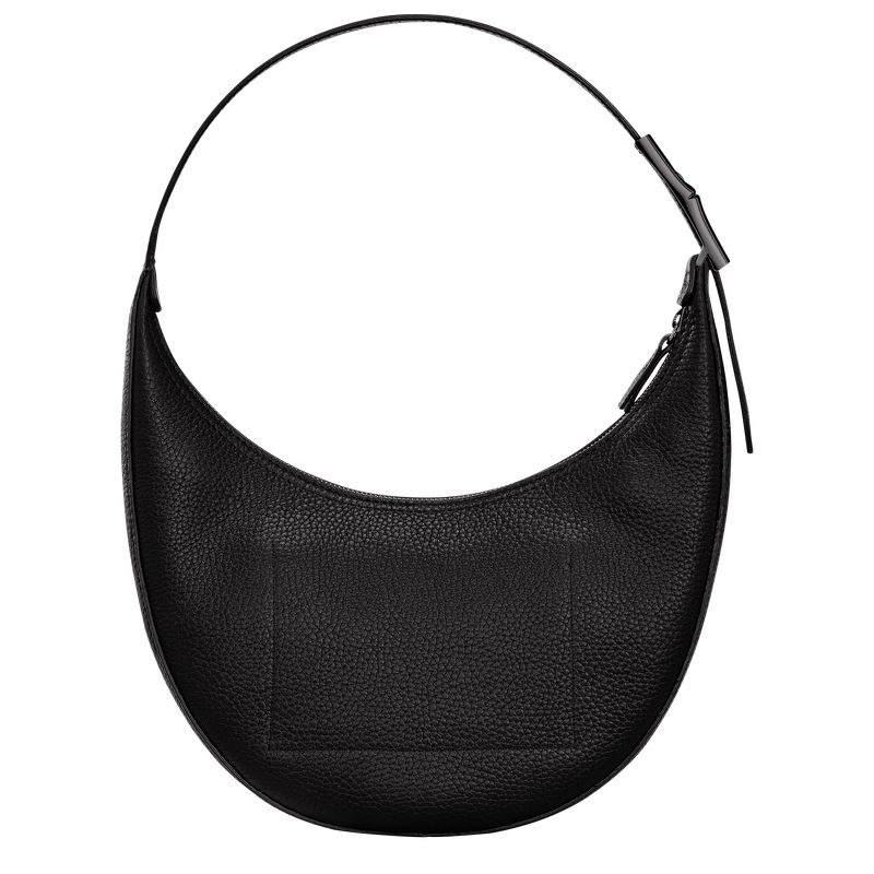 Black Longchamp Roseau Essential M Women's Hobo Bag | 1387-WCPLB