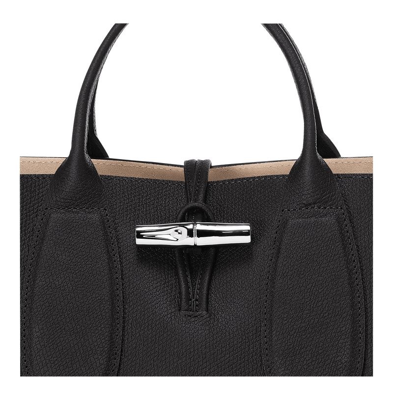 Black Longchamp Roseau M Women's Handbag | 4098-CFHGA